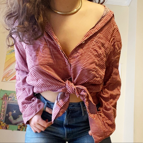 DKNY Red Checkered Button Down - Picture 1 of 6